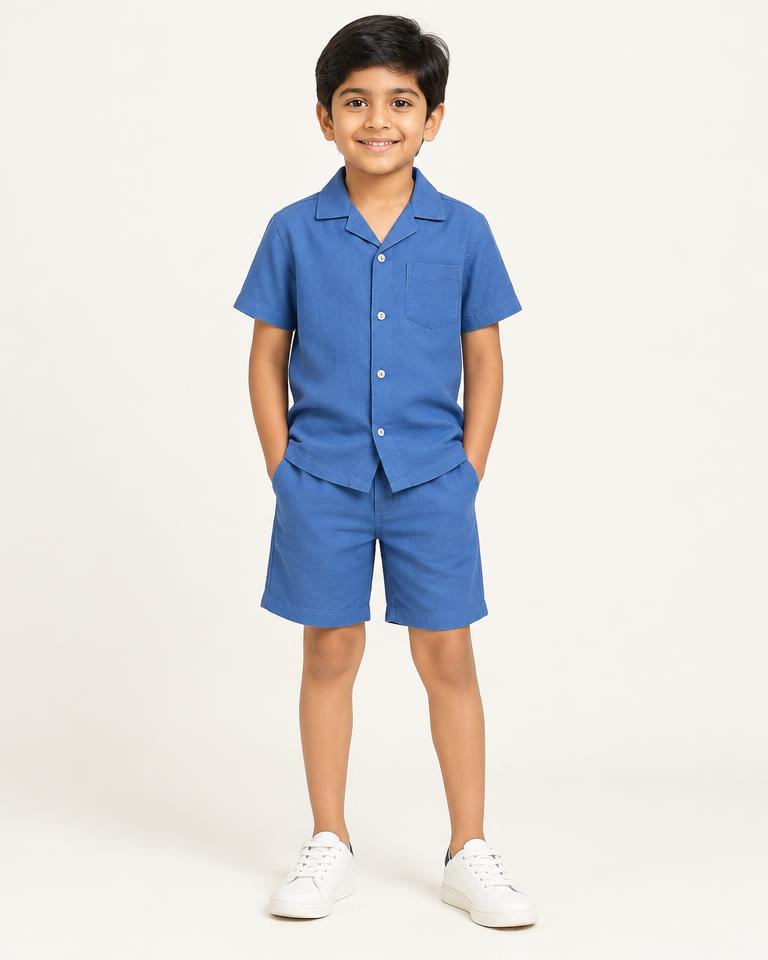 Boys' Blue Casual Shirt Set - HANUMAN FABRICS