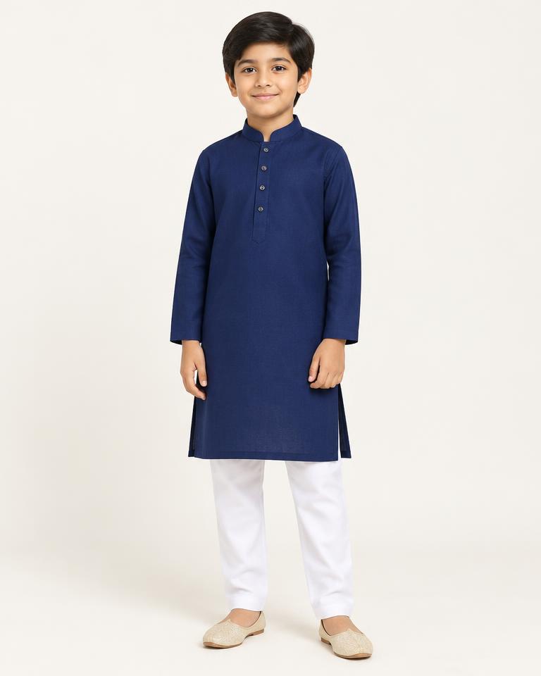 Boys' Navy Blue Kurta Set - HANUMAN FABRICS