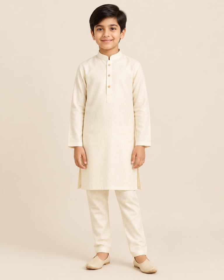 Boys' Cream Kurta Set - HANUMAN FABRICS