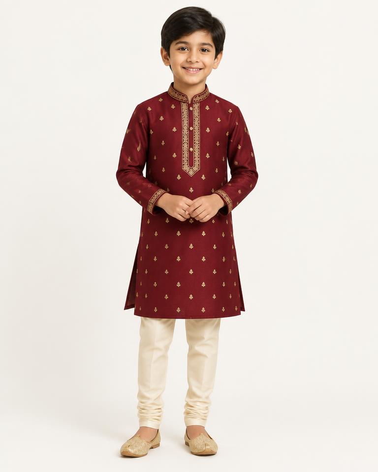 Boys' Maroon Ethnic Set - HANUMAN FABRICS