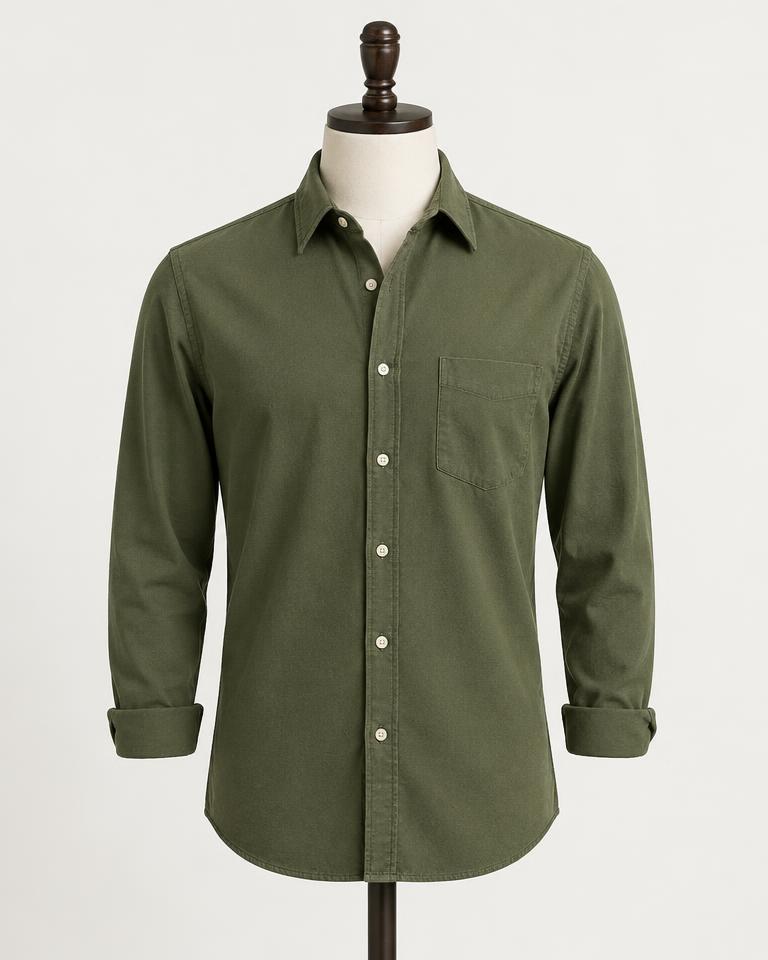 Men's Olive Green Casual Shirt - HANUMAN FABRICS