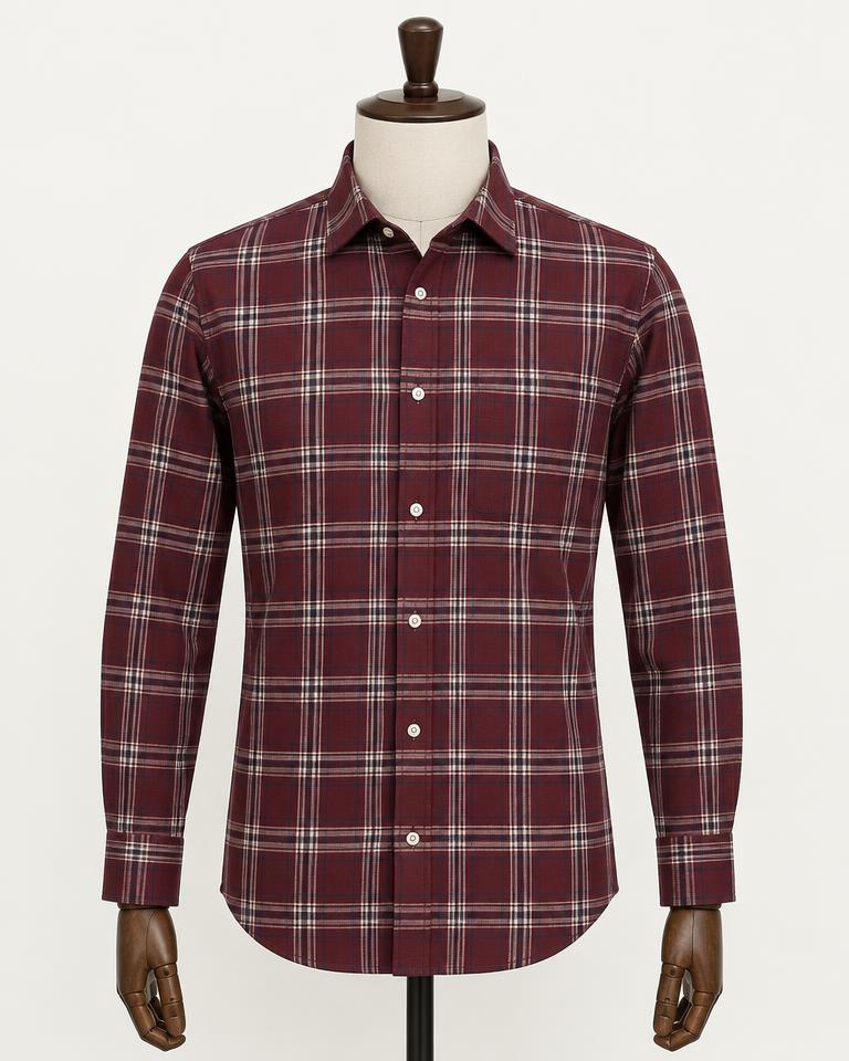 Men's Maroon Checked Shirt - HANUMAN FABRICS