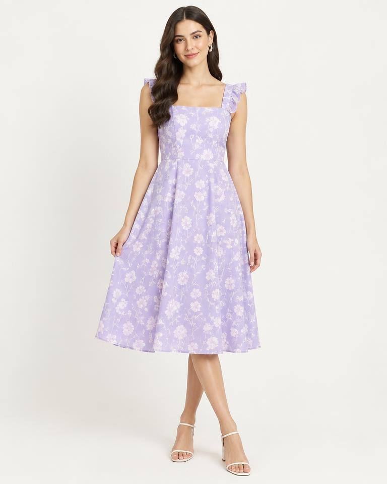 Women's Lavender Printed Dress - HANUMAN FABRICS