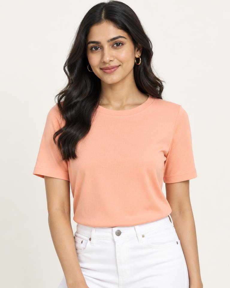 Women's Peach Solid Top - HANUMAN FABRICS